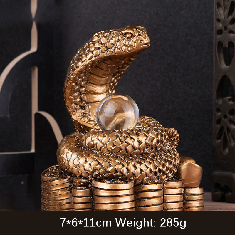 Year Of The Snake Ingots Copper Coins Ball Wealth Resin Statue Home Decoration