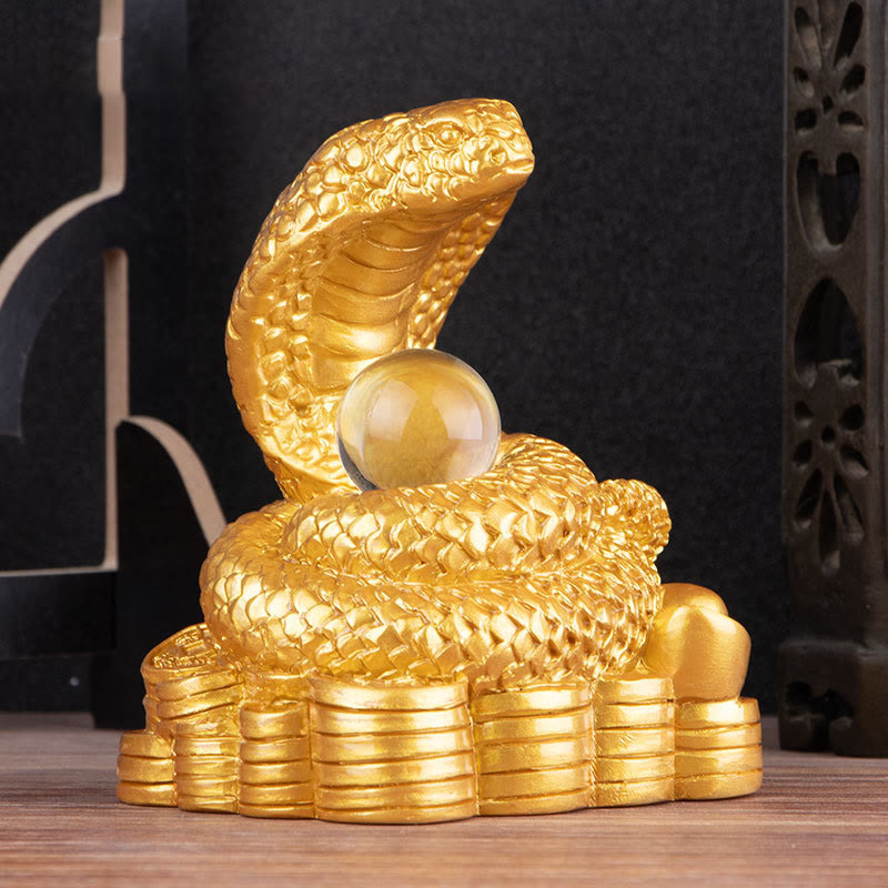 Year Of The Snake Ingots Copper Coins Ball Wealth Resin Statue Home Decoration