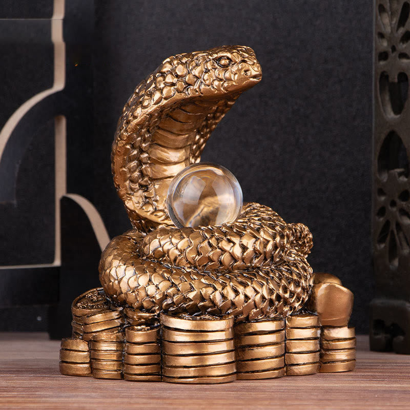 Year Of The Snake Ingots Copper Coins Ball Wealth Resin Statue Home Decoration