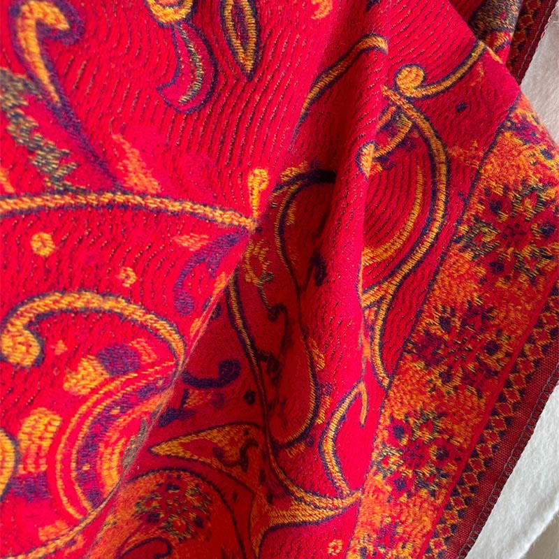 Tibetan Cashew Flower Tassel Shawl Fall Winter Cozy Travel Scarf Wrap