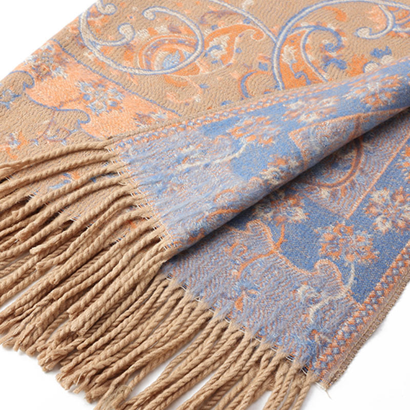 Tibetan Cashew Flower Tassel Shawl Fall Winter Cozy Travel Scarf Wrap