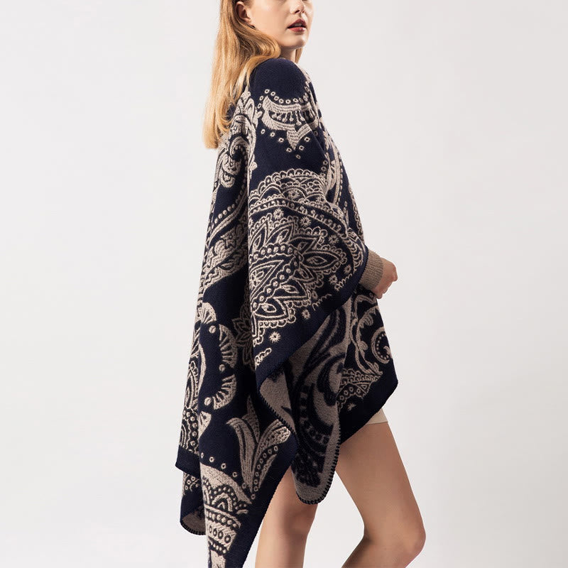 Tibetan Cashew Flower Shawl Fall Winter Cozy Scarf Wrap