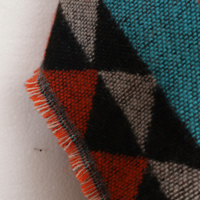 Tactile Knit Geometric Pattern Meditation Tibetan Shawl Wrap