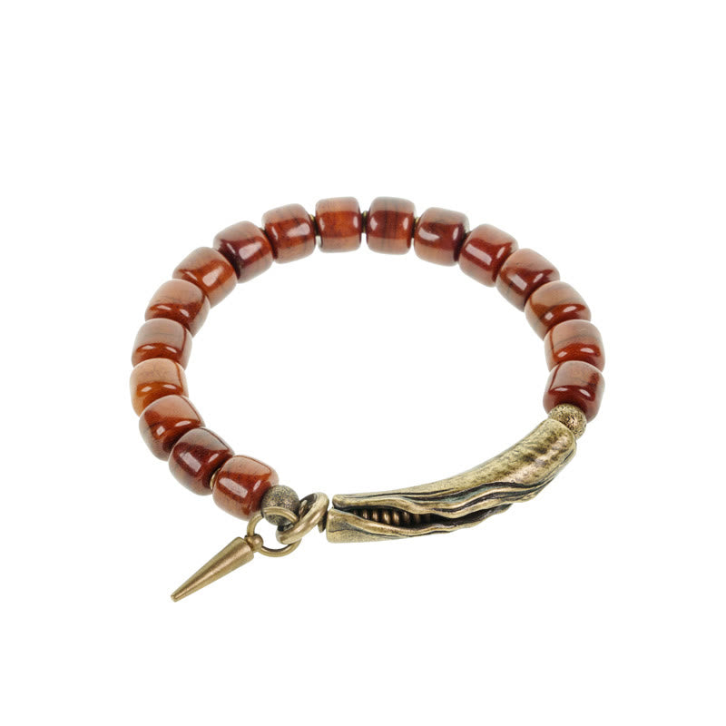 Handmade Bone Beads & Copper Cone Pendant Grounding Bracelet