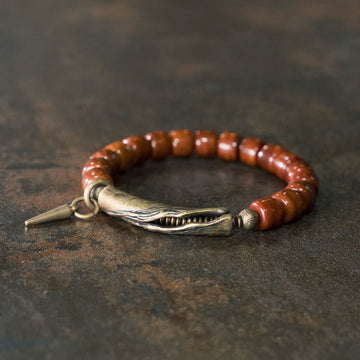 Handmade Bone Beads & Copper Cone Pendant Grounding Bracelet