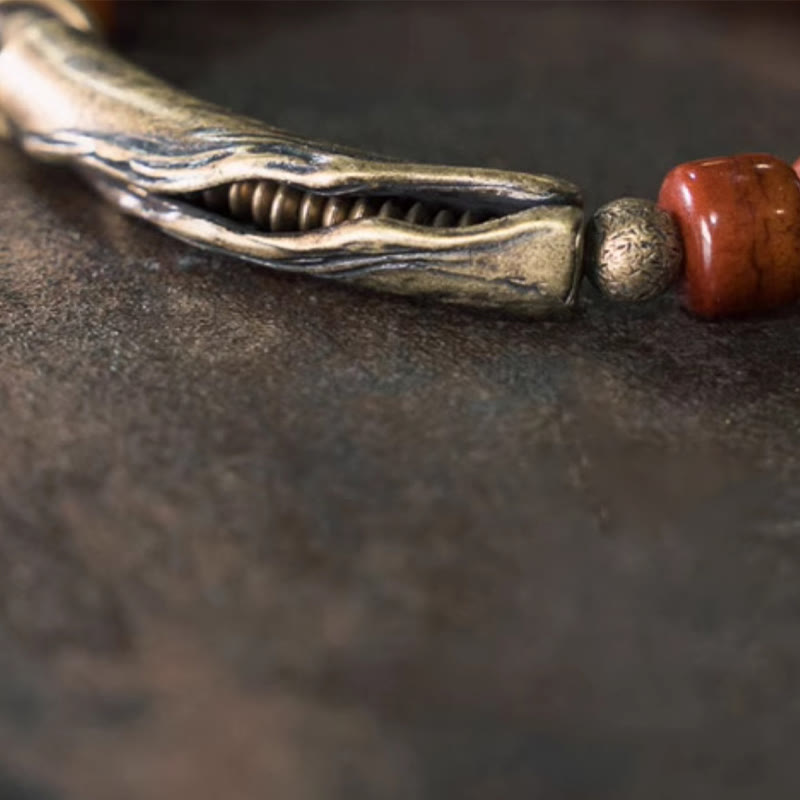 Handmade Bone Beads & Copper Cone Pendant Grounding Bracelet