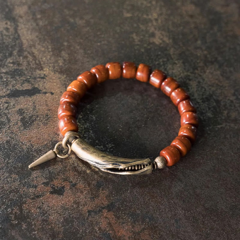 Handmade Bone Beads & Copper Cone Pendant Grounding Bracelet