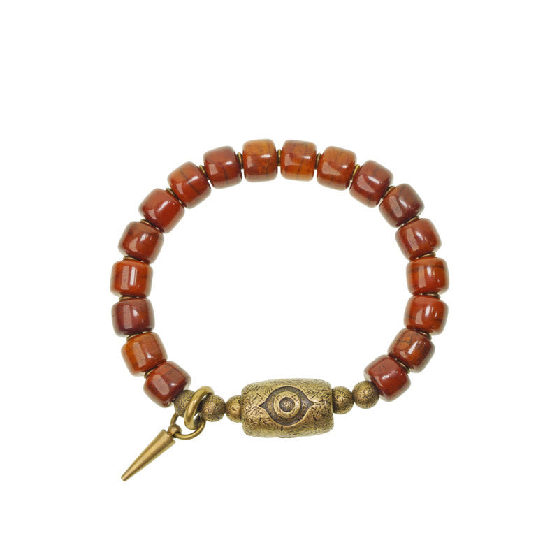 Bone Beads Dzi Shape Copper Cone Pendant Strength Bracelet