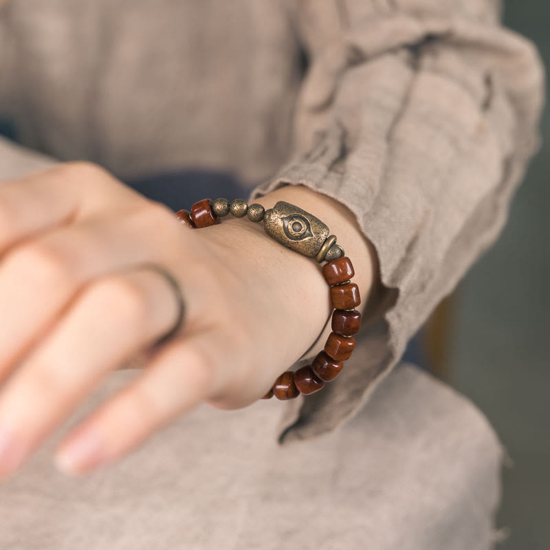 Bone Beads Dzi Shape Copper Cone Pendant Strength Bracelet