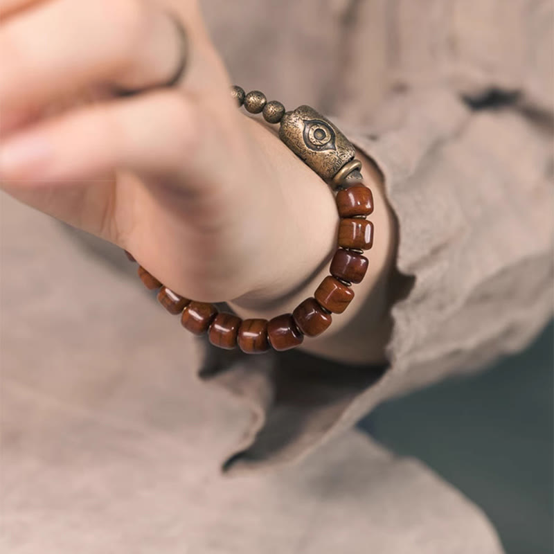 Bone Beads Dzi Shape Copper Cone Pendant Strength Bracelet