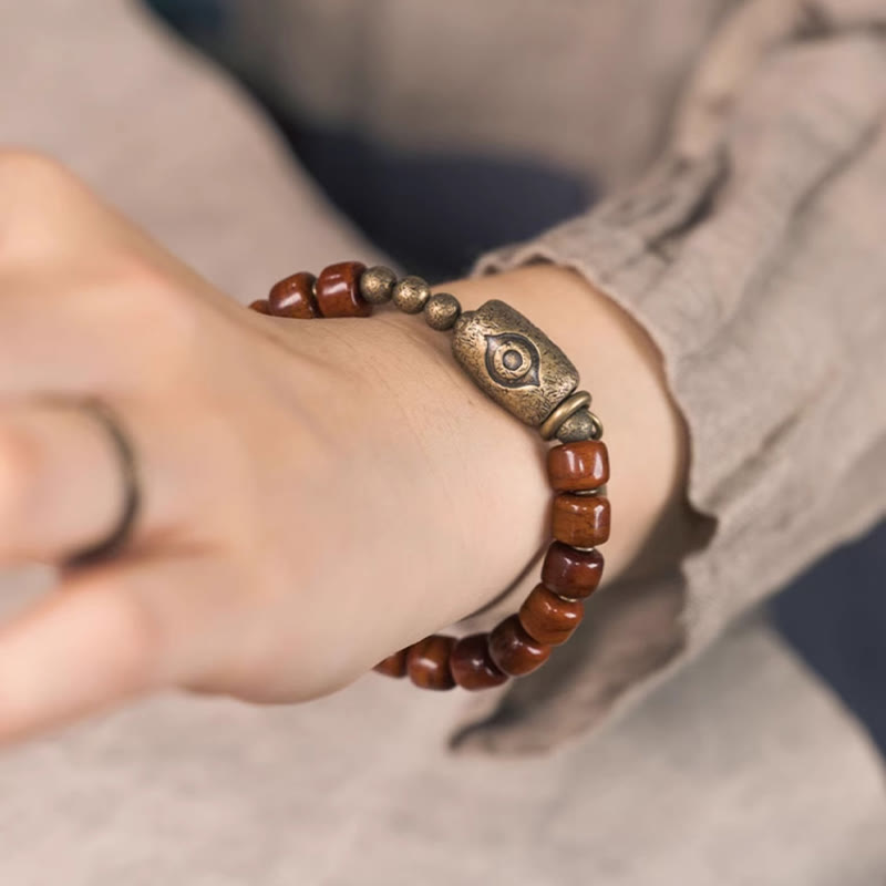 Bone Beads Dzi Shape Copper Cone Pendant Strength Bracelet