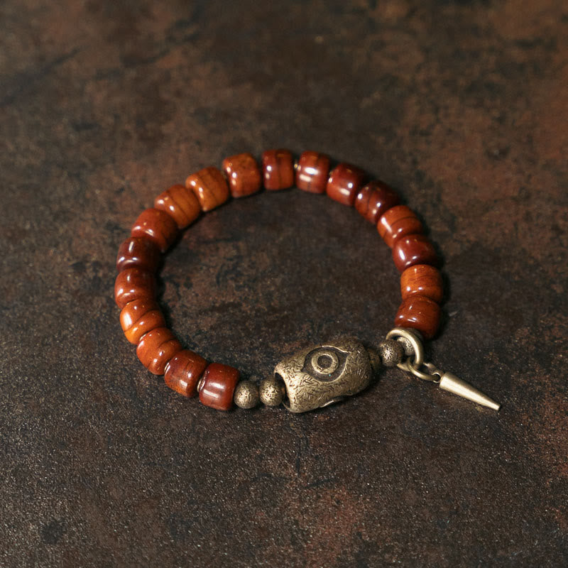 Bone Beads Dzi Shape Copper Cone Pendant Strength Bracelet