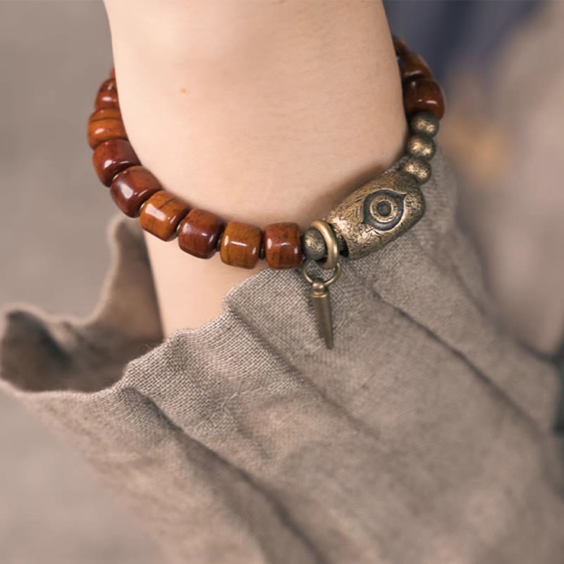 Bone Beads Dzi Shape Copper Cone Pendant Strength Bracelet