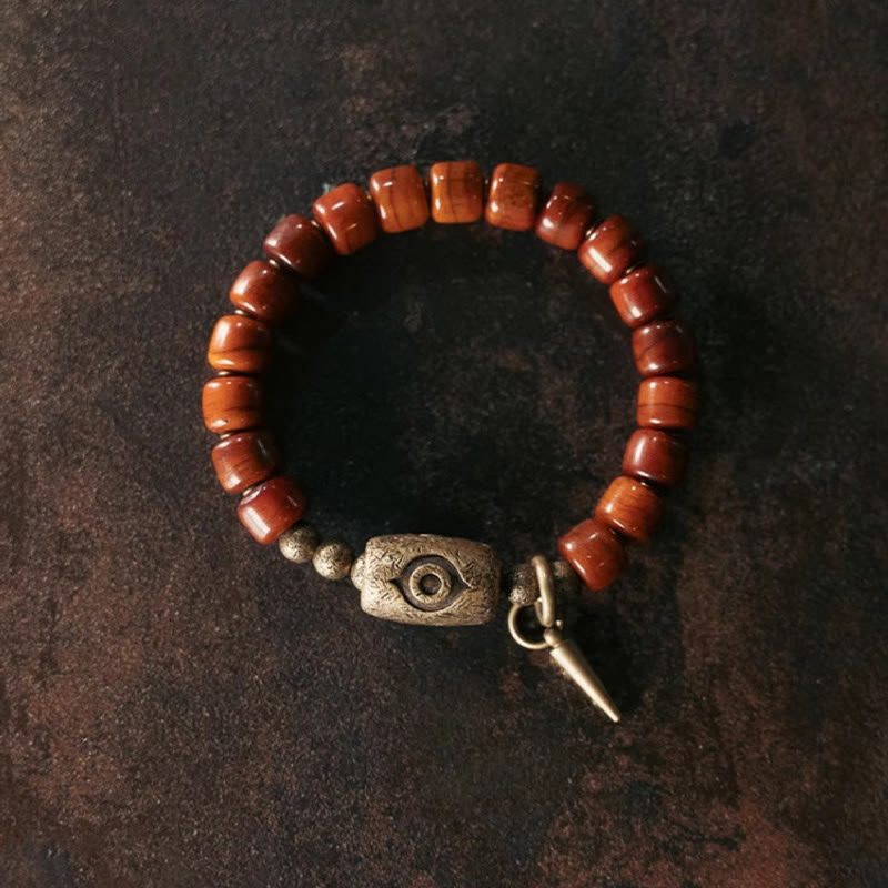 Bone Beads Dzi Shape Copper Cone Pendant Strength Bracelet