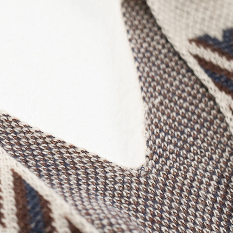 Tibetan Wave Stripe Geometry Tassels Shawl Fall Winter Cozy Scarf Wrap