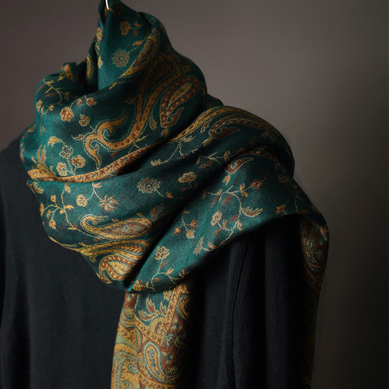 Tibetan Cashew Flower Vine Print Tassels Shawl Fall Winter Soft Scarf Wrap