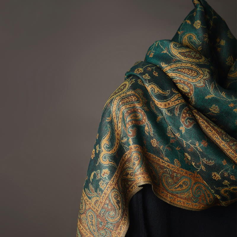 Tibetan Cashew Flower Vine Print Tassels Shawl Fall Winter Soft Scarf Wrap