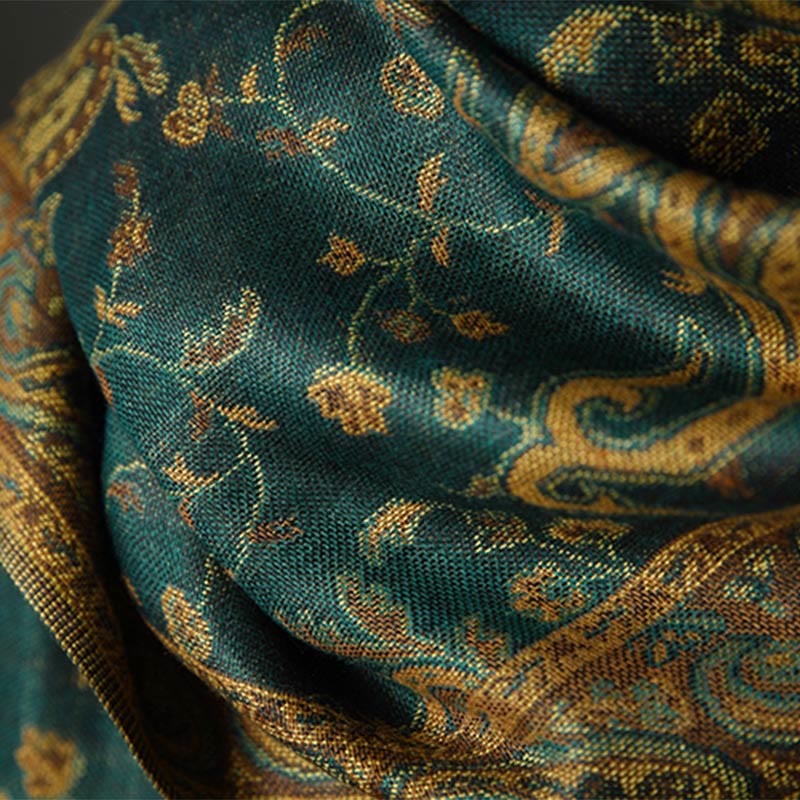 Tibetan Cashew Flower Vine Print Tassels Shawl Fall Winter Soft Scarf Wrap