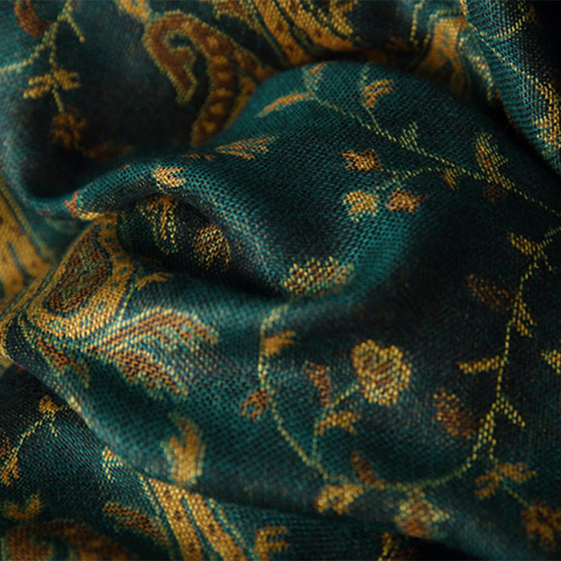 Tibetan Cashew Flower Vine Print Tassels Shawl Fall Winter Soft Scarf Wrap