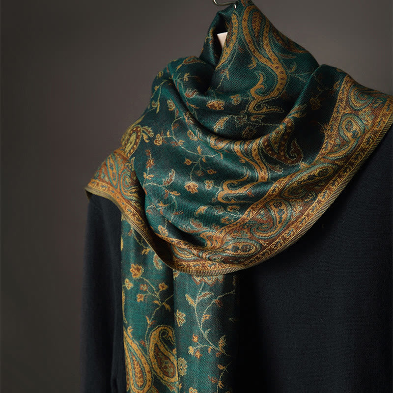 Tibetan Cashew Flower Vine Print Tassels Shawl Fall Winter Soft Scarf Wrap