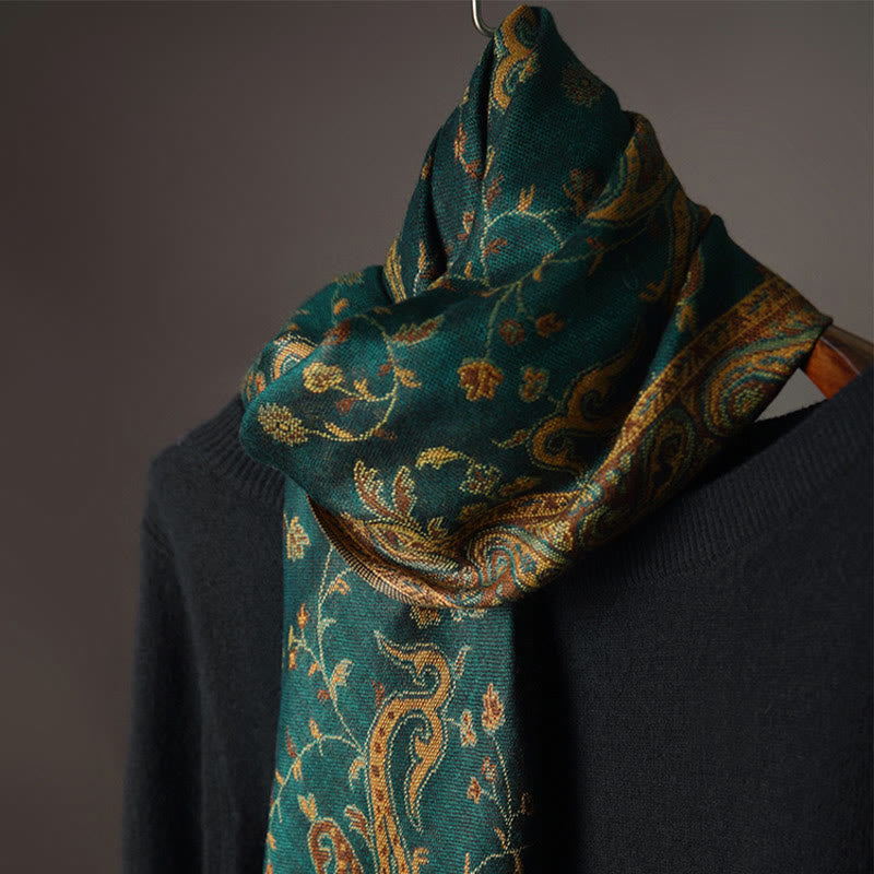 Tibetan Cashew Flower Vine Print Tassels Shawl Fall Winter Soft Scarf Wrap