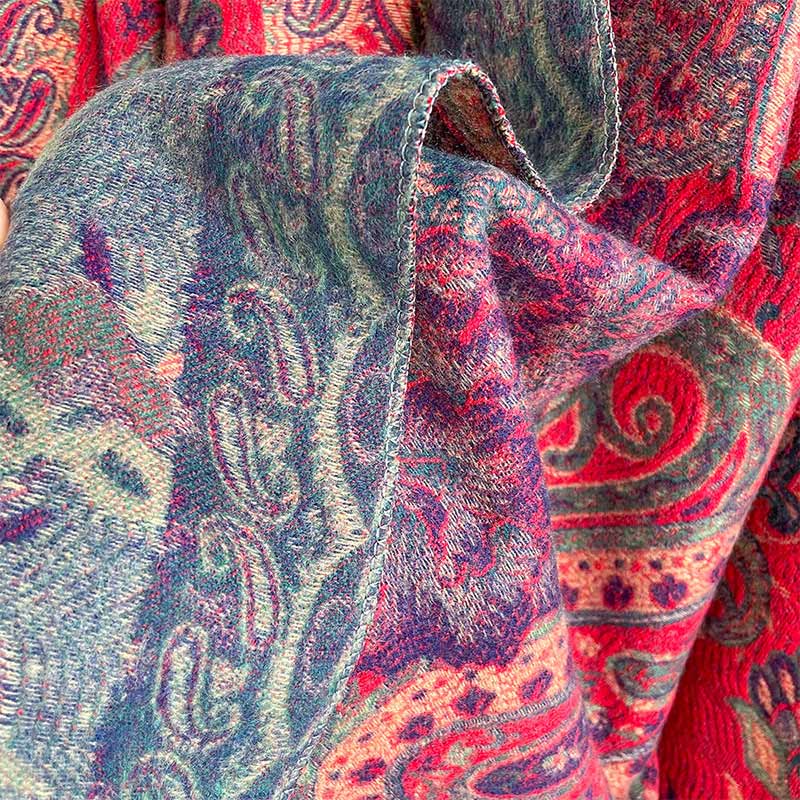 Tibetan Cashew Peony Flowers Vine Tassels Shawl Fall Winter Cozy Scarf Wrap