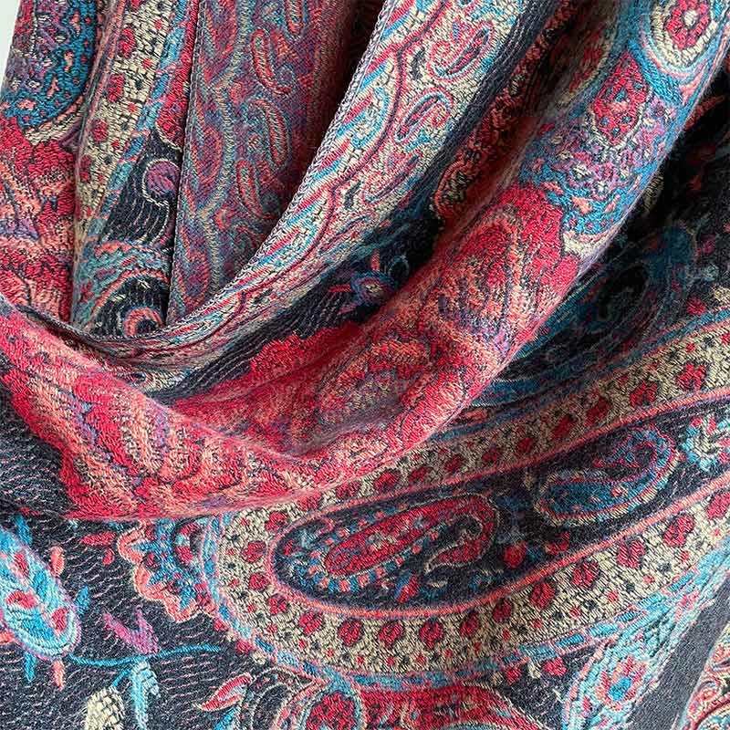 Tibetan Cashew Peony Flowers Vine Tassels Shawl Fall Winter Cozy Scarf Wrap