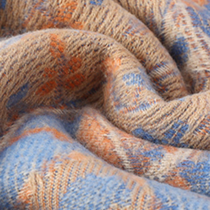 Soft Knit Vine Pattern Tasseled Meditation Shawl Wrap