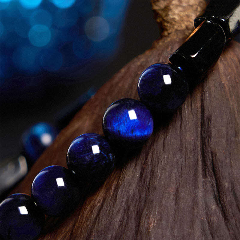 Blue Tiger Eye and Black Tourmaline Grounding Energy Bracelet