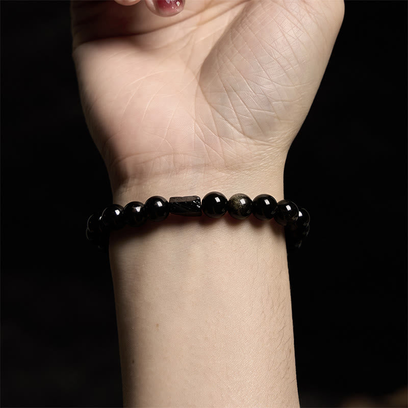 "All the best for Luck and Confidence" Obsidian Bracelet Includes Gift Message Card
