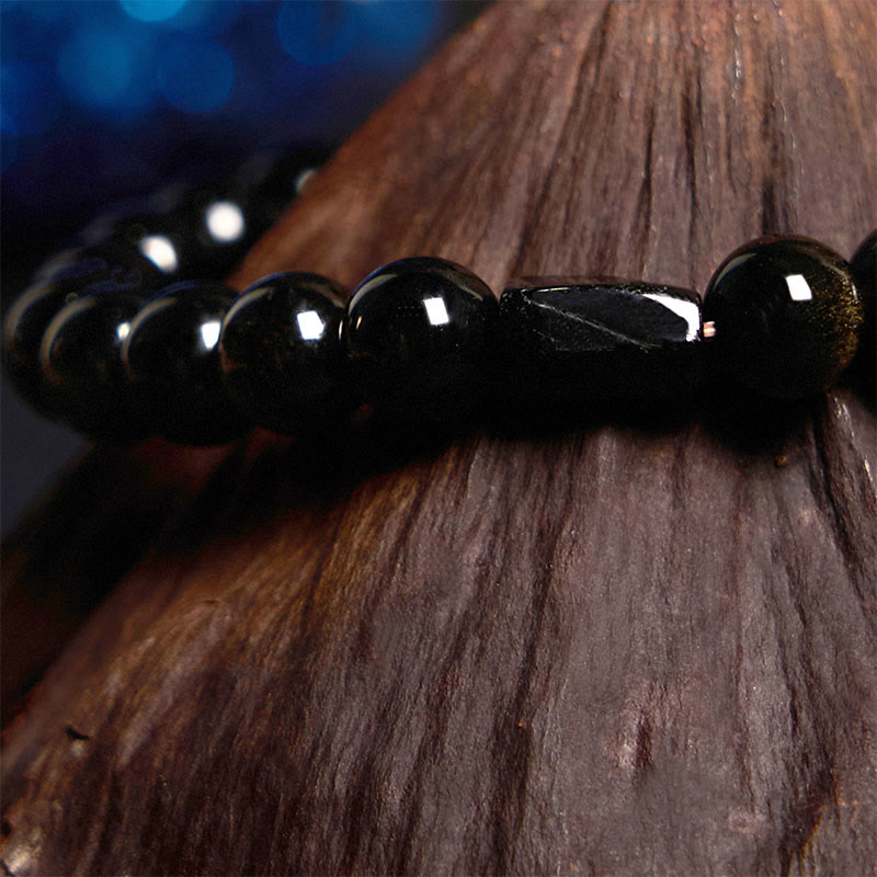 Gold Sheen Obsidian and Black Tourmaline Grounding Beaded Bracelet