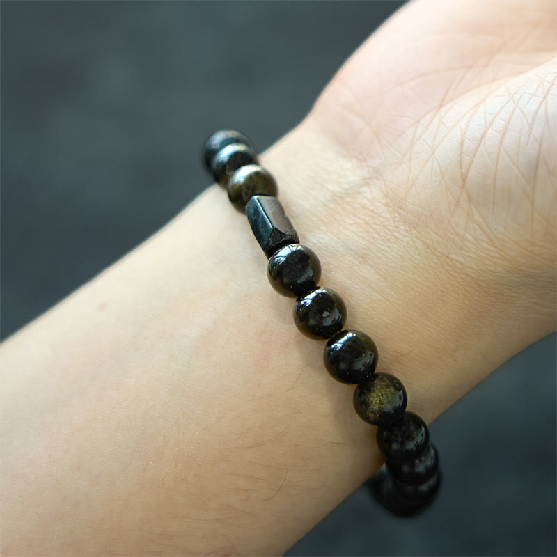 "All the best for Luck and Confidence" Obsidian Bracelet Includes Gift Message Card