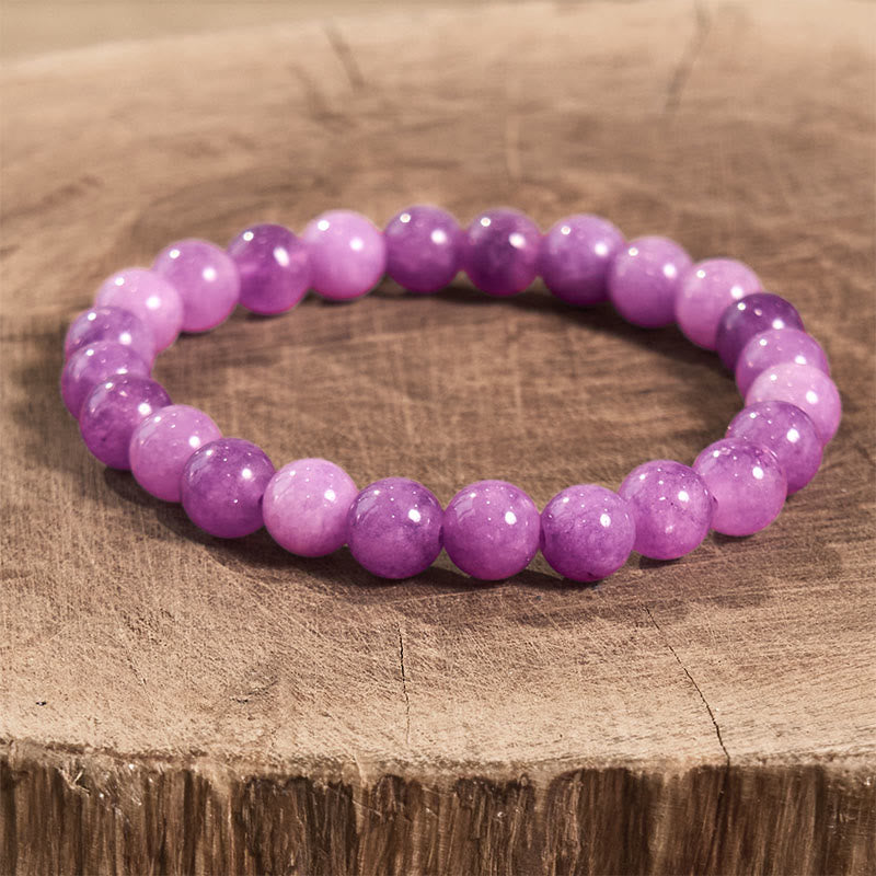 Polished Natural Lepidolite Beaded Bracelet for Inner Balance