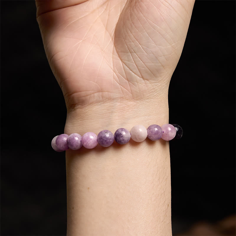 Lepidolite Purple Mica Stone Beaded Bracelet for Emotional Balance