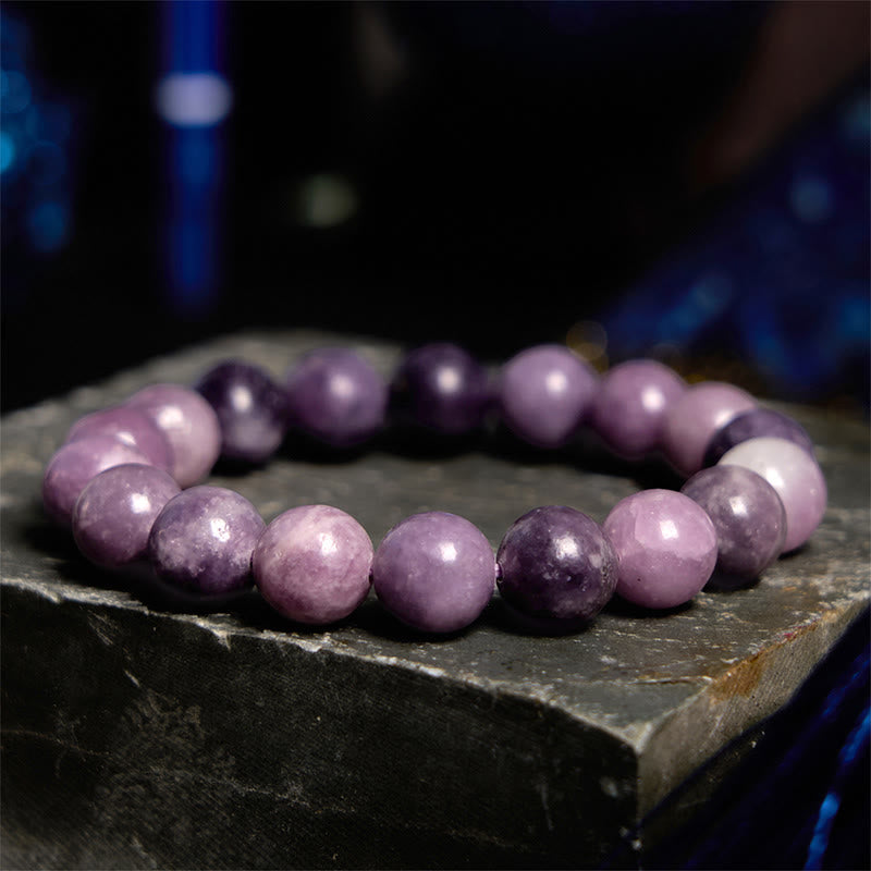 Lepidolite Purple Mica Stone Beaded Bracelet for Emotional Balance