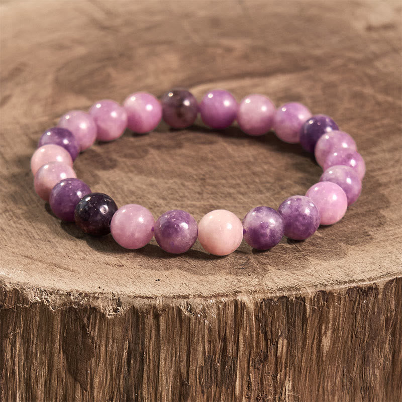 Lepidolite Purple Mica Stone Beaded Bracelet for Emotional Balance