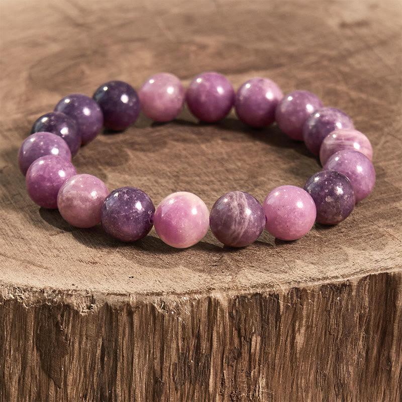 Natural Purple Mica Lepidolite Beaded Energy Bracelet for Balance