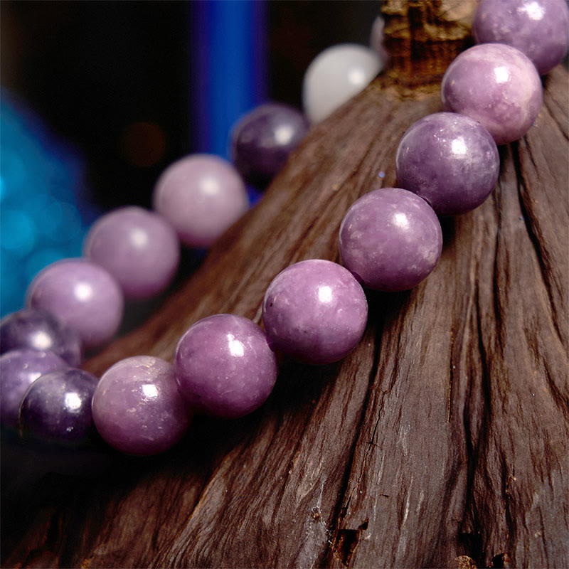 Lepidolite Purple Mica Stone Beaded Bracelet for Emotional Balance