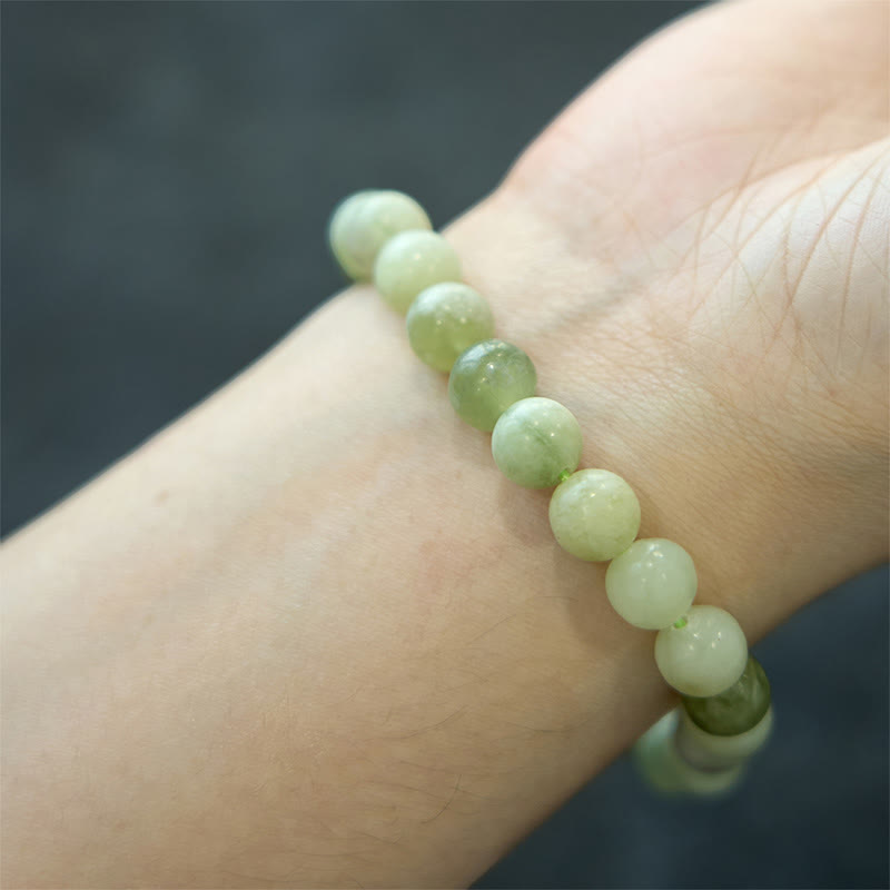 Authentic Polished Hetian Jade Beaded Bracelet