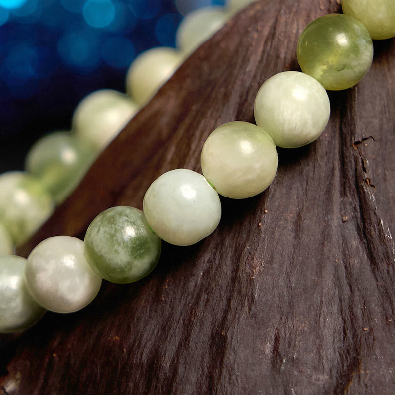 Authentic Polished Hetian Jade Beaded Bracelet