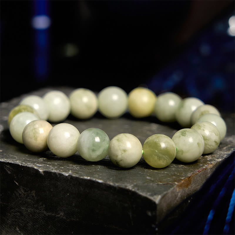 Authentic Polished Hetian Jade Beaded Bracelet