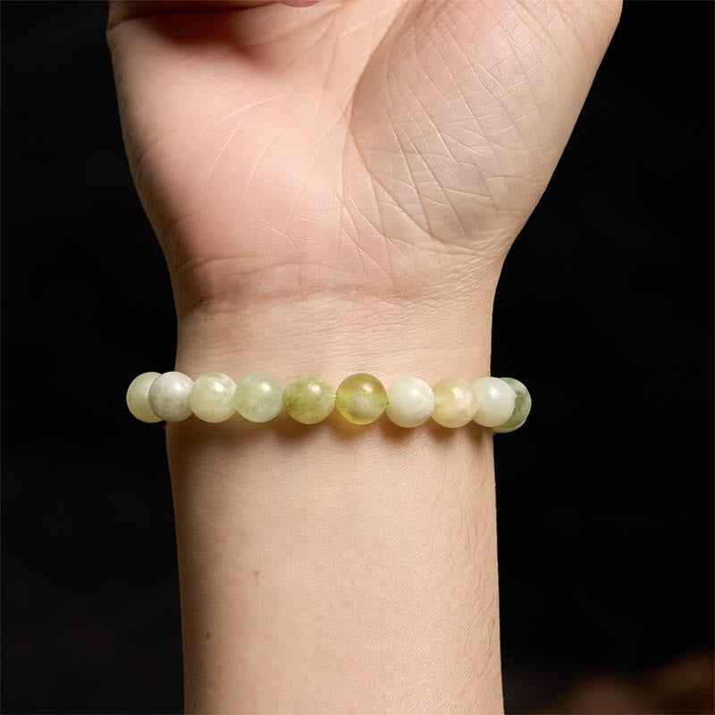 Authentic Polished Hetian Jade Beaded Bracelet