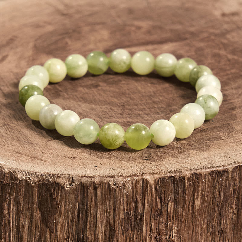 Authentic Polished Hetian Jade Beaded Bracelet