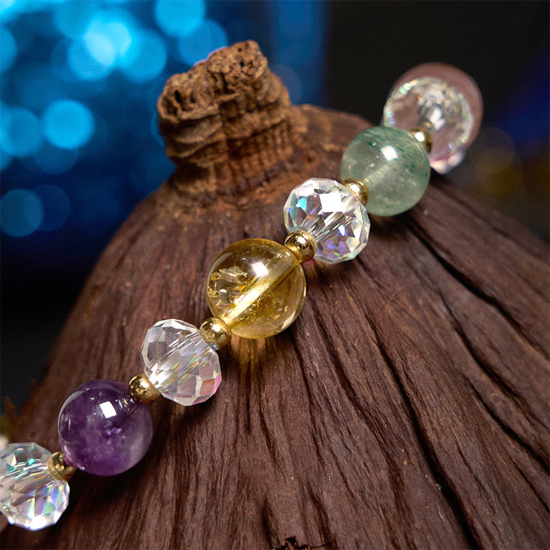 PiXiu White Crystal Citrine Green Strawberry Quartz Amethyst Luck Bracelet