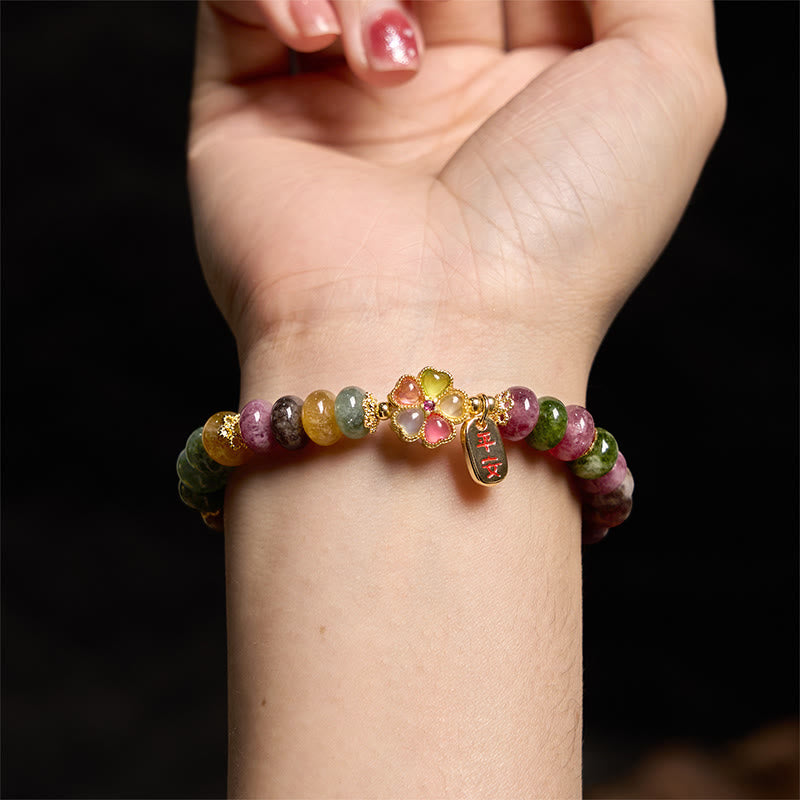 "Wishing You Joy in Every Color" Tourmaline Jade Bracelet Includes Gift Message Card