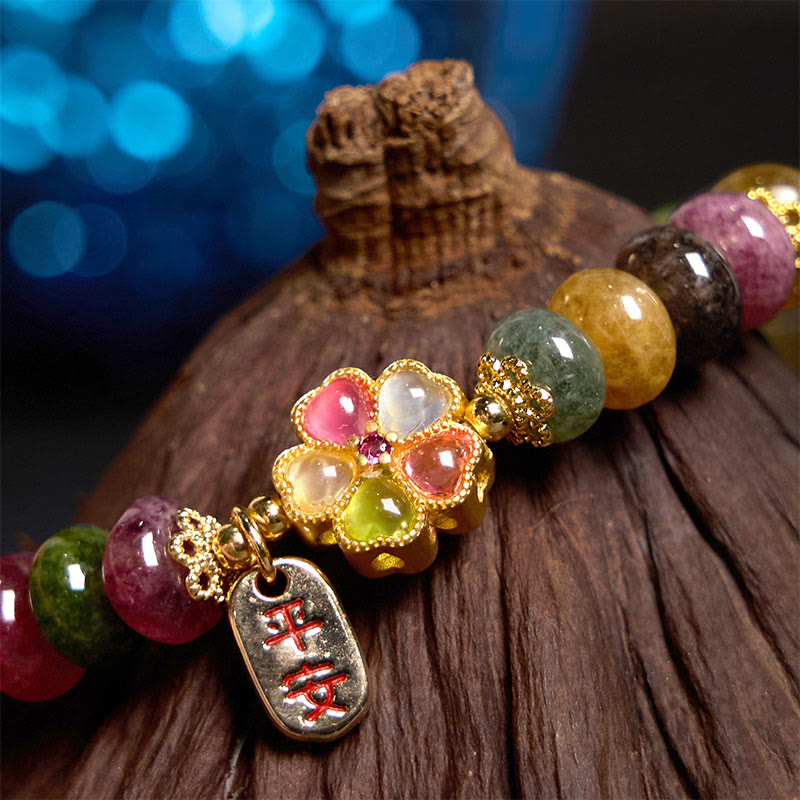 "Wishing You Joy in Every Color" Tourmaline Jade Bracelet Includes Gift Message Card