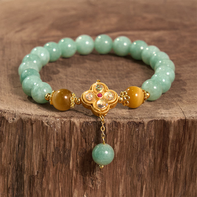 Natural Yellow Tiger Eye and Jade Beaded Energy Bracelet