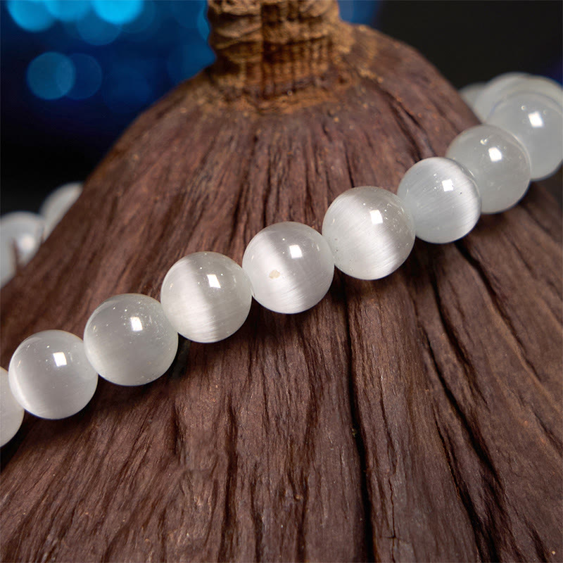 Floral Cat's Eye and Clear Quartz Beaded Support Bracelet