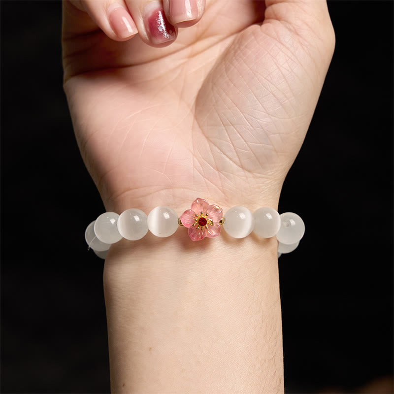 Cat's Eye Chrysoberyl Flower Love Bracelet