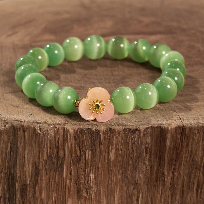 Cat's Eye Chrysoberyl Flower Love Bracelet